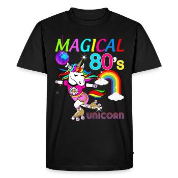 Magical Unicorn 80s Humor Gift - Men's Premium Organic T-Shirt - black - Front - Nico (187cm)