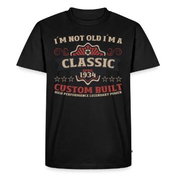 90e anniversaire homme classique avril Vintage 1934 - T-shirt Premium bio Homme - noir - Devant - Nico (187cm)