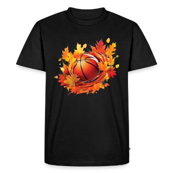 Feuilles de basketball, d’érable et de chêne en automne - T-shirt Premium bio Homme - noir - Devant - Nico (187cm)