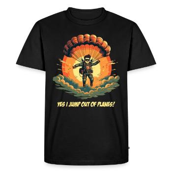 Adrenaline rush in the sky - skydiving Sky - Men's Premium Organic T-Shirt - black - Front - Nico (187cm)
