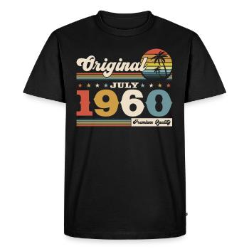 64ème Anniversaire Original Juillet 1960 Millésime 1960 - T-shirt Premium bio Homme - noir - Devant - Nico (187cm)