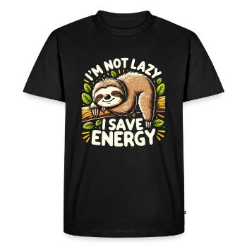Sloth Design - I'm Not Lazy I'm Saving Energy - Men's Premium Organic T-Shirt - black - Front - Nico (187cm)