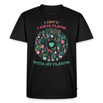 Amoureux des plantes - J’ai des projets avec des plantes - T-shirt Premium bio Homme - noir - Devant - Nico (187cm)
