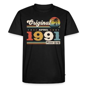 34ème anniversaire cadeau mari Original avril 1991 - T-shirt Premium bio Homme - noir - Devant - Nico (187cm)