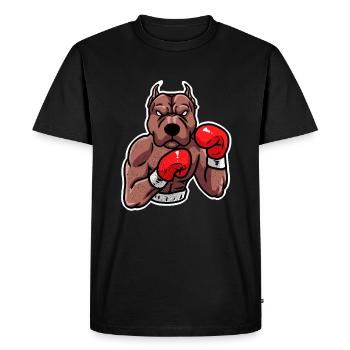 Chien Boxe Sport Combat Match Boxe Coup fight - T-shirt Premium bio Homme - noir - Devant - Nico (187cm)