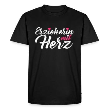 Éducatrice avec éducateur de coeur Kita nourrice - T-shirt Premium bio Homme - noir - Devant - Nico (187cm)