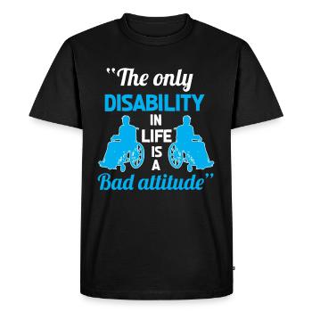 Handicap en fauteuil roulant - T-shirt Premium bio Homme - noir - Devant - Nico (187cm)