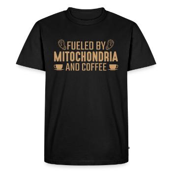 Biology powered by mitochondria and coffee - Men's Premium Organic T-Shirt - black - Front - Nico (187cm)