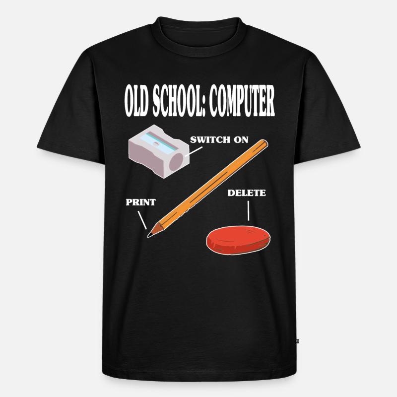 Old School Computer PC Technik - Männer Premium Bio T-Shirt - Schwarz