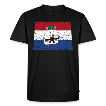 Hamster soldier Netherlands military rifle shooter - Men's Premium Organic T-Shirt - black - Front - Nico (187cm)