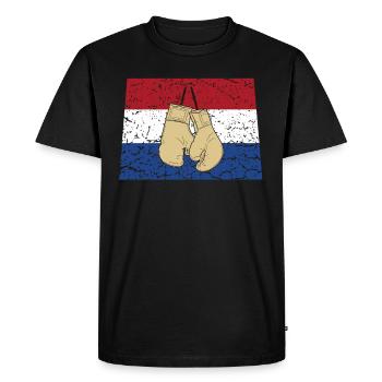 Pays-Bas Boxe Arts Martiaux Sport Kickboxing - T-shirt Premium bio Homme - noir - Devant - Nico (187cm)