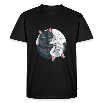 Doux Yin Yang chat chat spirituel chat animal de compagnie - T-shirt Premium bio Homme - noir - Devant - Nico (187cm)