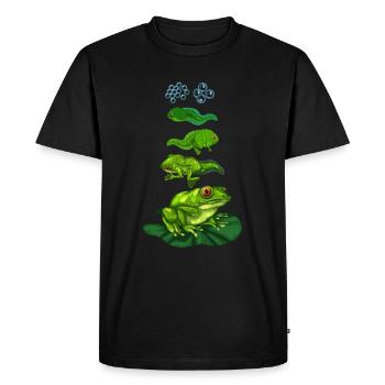 Cycle de métamorphose biologie grenouille têtard - T-shirt Premium bio Homme - noir - Devant - Nico (187cm)