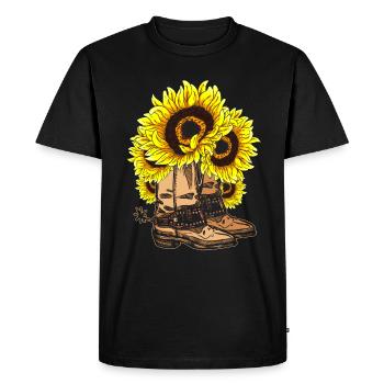 Bottes de cow-boy western cadeau tournesol - T-shirt Premium bio Homme - noir - Devant - Nico (187cm)