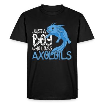 Amphibiens Saumon Amphibiens Cadeau Garçon Axolotl - T-shirt Premium bio Homme - noir - Devant - Nico (187cm)