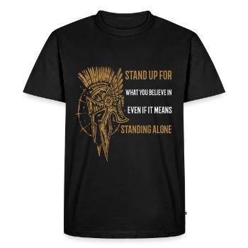 Spartiate Sparte Guerrier Casque Grèce Grec - T-shirt Premium bio Homme - noir - Devant - Nico (187cm)