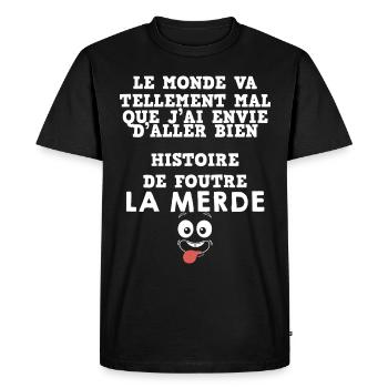 Optimiste et Joyeux - T-shirt Premium bio Homme - noir - Devant - Nico (187cm)