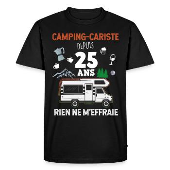 Camping Camping-cariste depuis 25 ans - T-shirt Premium bio Homme - noir - Devant - Nico (187cm)