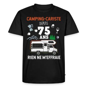 Camping-car camping-cariste depuis 75 ans - T-shirt Premium bio Homme - noir - Devant - Nico (187cm)