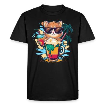 chat cool avec des lunettes de soleil avec du verre - T-shirt Premium bio Homme - noir - Devant - Nico (187cm)