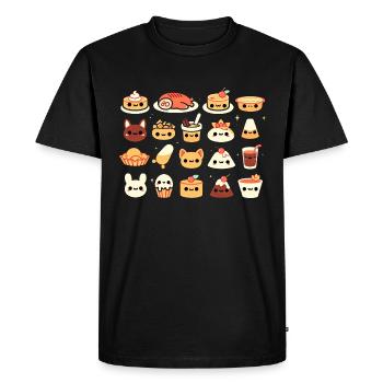 Fête des amis de la nourriture kawaii - T-shirt Premium bio Homme - noir - Devant - Nico (187cm)