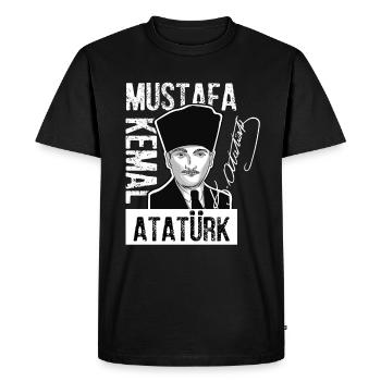 Mustafa Kemal Atatürk - Männer Premium Bio T-Shirt - Schwarz - Vorne - Nico (187cm)