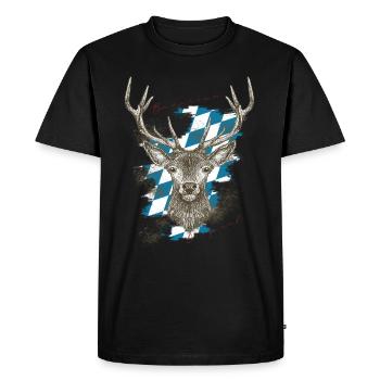 - Bavarian Original Hirsch Bayern - Men's Premium Organic T-Shirt - black - Front - Nico (187cm)