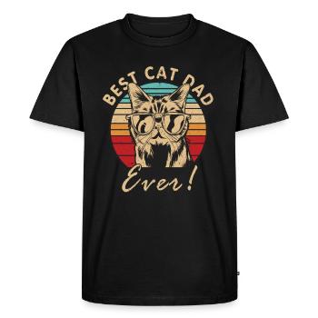 Meilleur cadeau de fête des pères papa chat - T-shirt Premium bio Homme - noir - Devant - Nico (187cm)