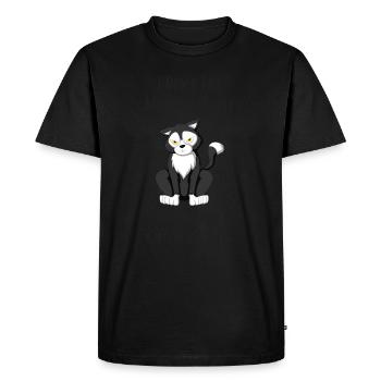 Je n'aime pas les chats du matin - T-shirt Premium bio Homme - noir - Devant - Nico (187cm)