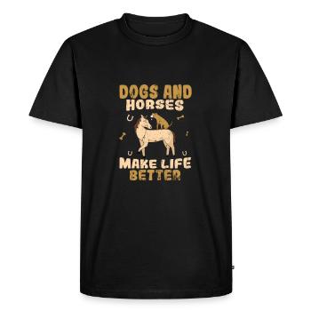 Chiens chevaux équitation enfants disant cadeau - T-shirt Premium bio Homme - noir - Devant - Nico (187cm)