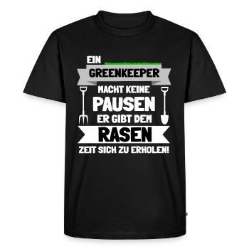 Greenkeeper machen keine Pausen - Männer Premium Bio T-Shirt - Schwarz - Vorne - Nico (187cm)