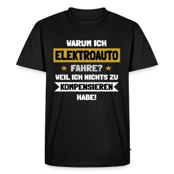 Warum ich Elektroauto fahre? - Männer Premium Bio T-Shirt - Schwarz - Vorne - Nico (187cm)