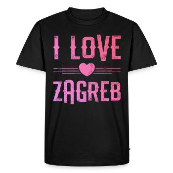 J’aime Zagreb - T-shirt Premium bio Homme - noir - Devant - Nico (187cm)