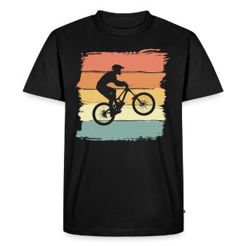 Vélo rétro vintage. VTT de descente - T-shirt Premium bio Homme - noir - Devant - Nico (187cm)