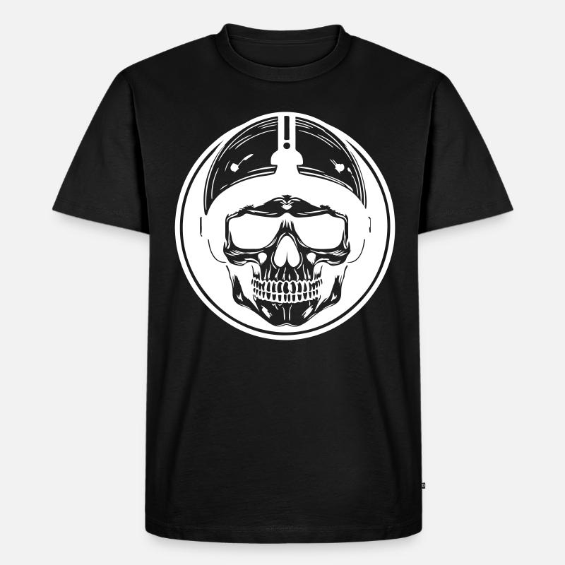 Biker Totenkopf - Männer Premium Bio T-Shirt - Schwarz