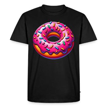 Vibrant Donut Delight - Men's Premium Organic T-Shirt - black - Front - Nico (187cm)