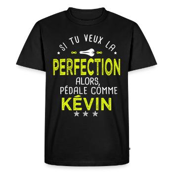 kévin si tu veux la perfection à vélo cycliste - T-shirt Premium bio Homme - noir - Devant - Nico (187cm)