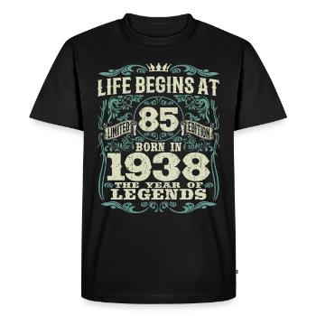 85 years - born the year of legends 1938 - Men's Premium Organic T-Shirt - black - Front - Nico (187cm)