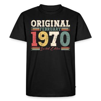 55ème anniversaire cadeau mari Original février 1970 - T-shirt Premium bio Homme - noir - Devant - Nico (187cm)