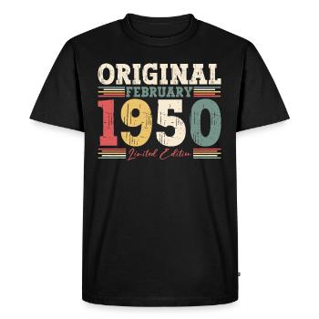 75ème anniversaire cadeau mari Original février 1950 - T-shirt Premium bio Homme - noir - Devant - Nico (187cm)