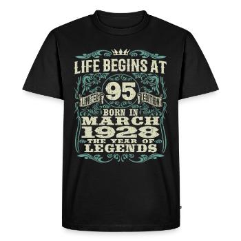 95 years old - birthday 1928 - born in march 1928 - Men's Premium Organic T-Shirt - black - Front - Nico (187cm)