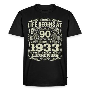 90 years old - birthday 1933 - born in 1933 - Men's Premium Organic T-Shirt - black - Front - Nico (187cm)
