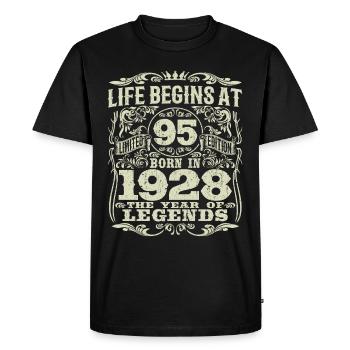 95 years old - birthday 1928 - born in 1928 - Men's Premium Organic T-Shirt - black - Front - Nico (187cm)