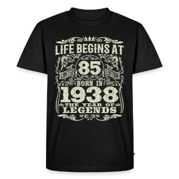85 ans - anniversaire 1938 - né en 1938 - T-shirt Premium bio Homme - noir - Devant - Nico (187cm)