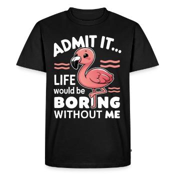 Flamant rose animal - T-shirt Premium bio Homme - noir - Devant - Nico (187cm)