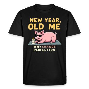 Cochon drôle - Design du Nouvel An - T-shirt Premium bio Homme - noir - Devant - Nico (187cm)