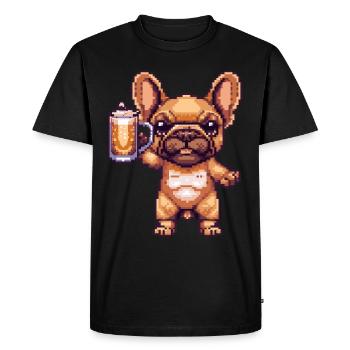 Buldog français Chiens Pixel Bière - T-shirt Premium bio Homme - noir - Devant - Nico (187cm)
