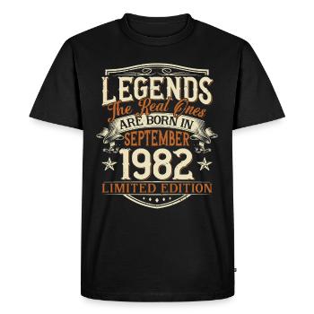 Septembre 1982 Anniversaire de naissance - T-shirt Premium bio Homme - noir - Devant - Nico (187cm)