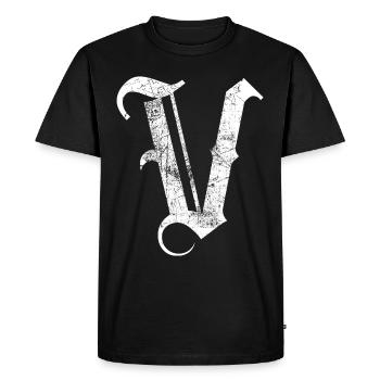 Tshirt alphabet initial V - T-shirt Premium bio Homme - noir - Devant - Nico (187cm)