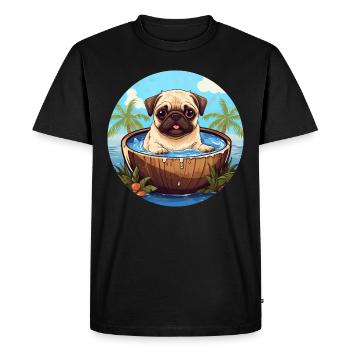 Carlin d’été avec coucher de soleil sur le cocotier - T-shirt Premium bio Homme - noir - Devant - Nico (187cm)